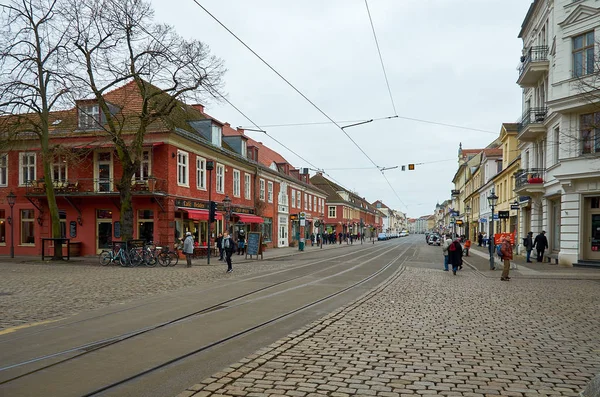 Německo Potsdam Domy Ulice Potimi Panorama Února 2018 — Stock fotografie