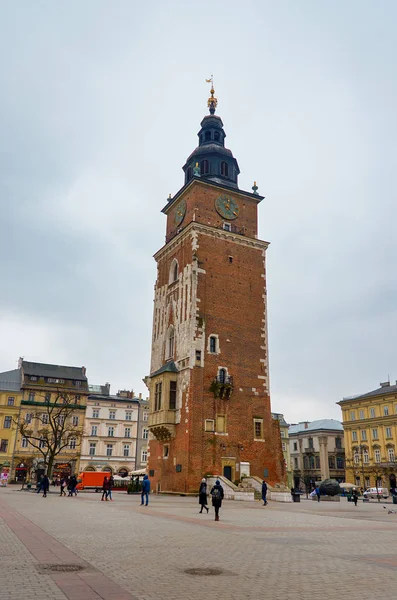 Polonya Krakow Krakow Şehrinin Evleri Caddeleri Şehir Manzarası Şubat 2018 — Stok fotoğraf