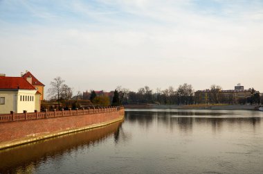 Polonya. Wroclaw evleri ve Wroclaw şehrinin sokakları. Cityscape. 20 Şubat 2018