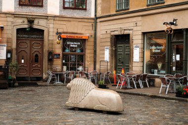 İsveç. Stockholm. Stockholm 'ün evleri ve sokakları. Sonbahar şehri. 17 Eylül 2018