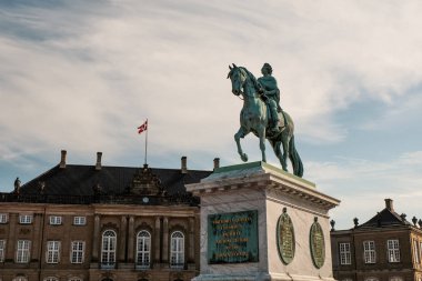 Danimarka. Kopenhag 'da. Kopenhag 'daki Frederick V' in Binicilik Anıtı. 19 Eylül 2018