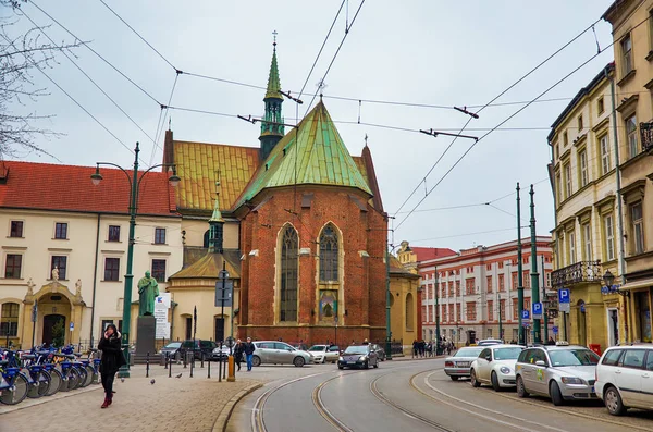 Polonya Krakow Krakow Şehrinin Evleri Caddeleri Şehir Manzarası Şubat 2018 — Stok fotoğraf