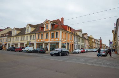 Almanya. Potsdam. Potsdam evleri ve sokakları. Cityscape. 18 Şubat 2018