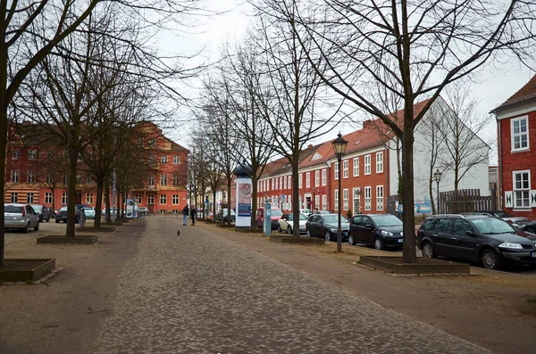 Německo Potsdam Domy Ulice Potimi Panorama Února 2018 — Stock fotografie