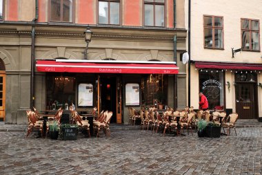 İsveç. Stockholm. Stockholm 'ün evleri ve sokakları. Sonbahar şehri. 17 Eylül 2018