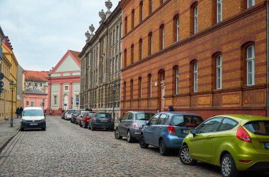 Almanya. Potsdam. Potsdam evleri ve sokakları. Cityscape. 18 Şubat 2018