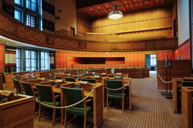 Norveç. Oslo. Oslo Belediyesi. Belediye Binası 'nın içi. 18 Eylül 2018