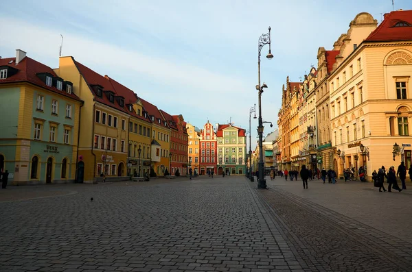 Polsko Wroclaw Domy Ulice Města Wroclaw Panorama Února 2018 — Stock fotografie