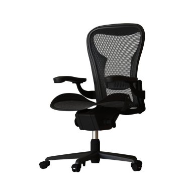 The office chair is black on a white background. Isolate.