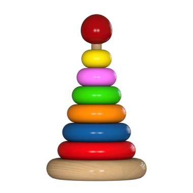 Children's toy pyramid on a white background. Isolate.
