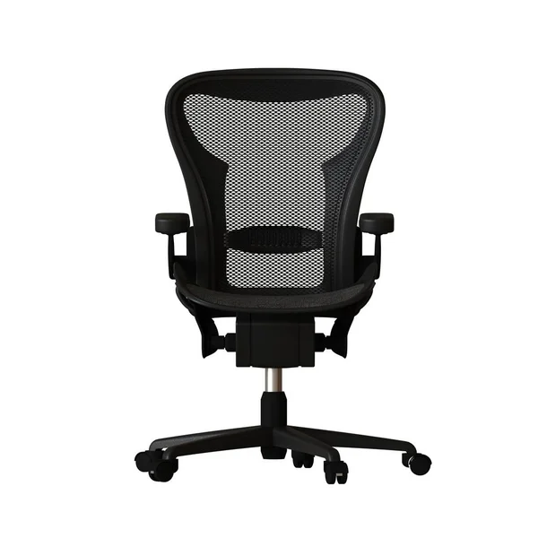 La chaise de bureau est noire sur fond blanc. Isoler . — Photo