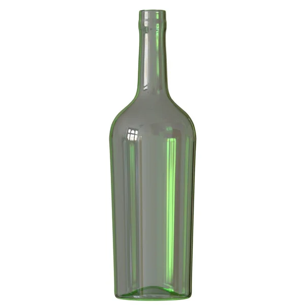 Botella verde vacía sobre fondo blanco. Aislar . — Foto de Stock