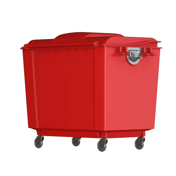 A red garbage container on a white background. Isolate. — ストック写真
