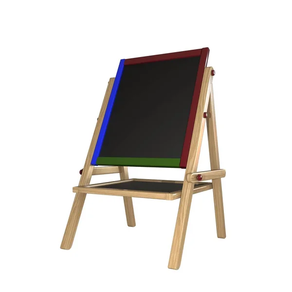 Chalk board on a wooden stand on a white background. Isolate. — 스톡 사진