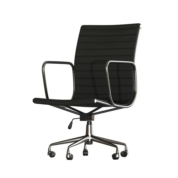 Kancelářská židle je černá na bílém pozadí. Izolovat. — Stock fotografie