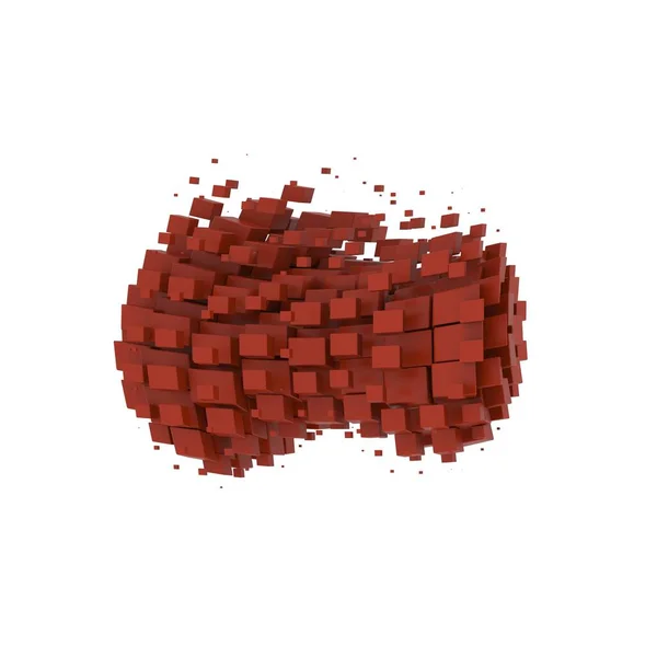 Figure abstraite de cubes rouges sur fond blanc. Isoler . — Photo