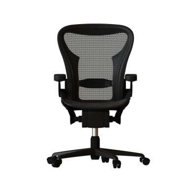 The office chair is black on a white background. Isolate.