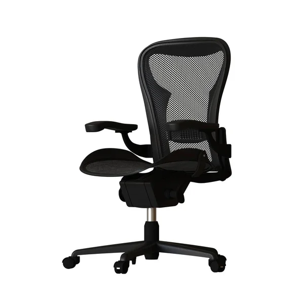 A cadeira de escritório é preta sobre um fundo branco. Isolar . — Fotografia de Stock