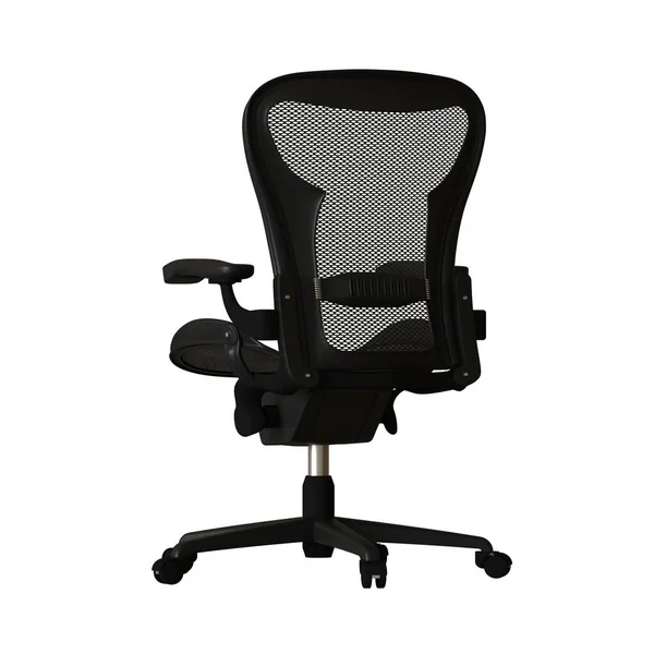 Kancelářská židle je černá na bílém pozadí. Izolovat. — Stock fotografie