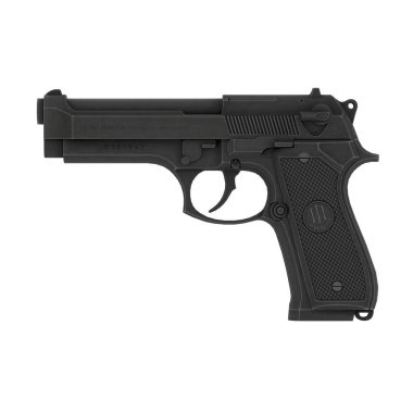 A black gun on a white background. Isolate.