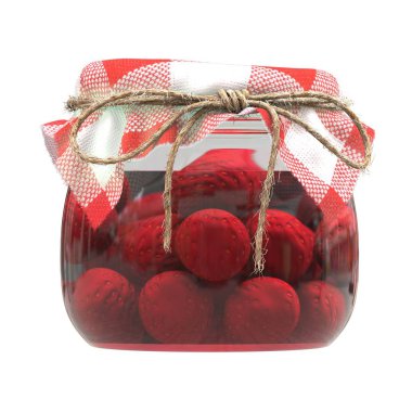 Can with strawberry jam on a white background. Isolate.