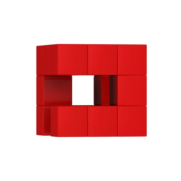Abstract figure of red cubes on a white background. Isolate. — Stock Photo, Image