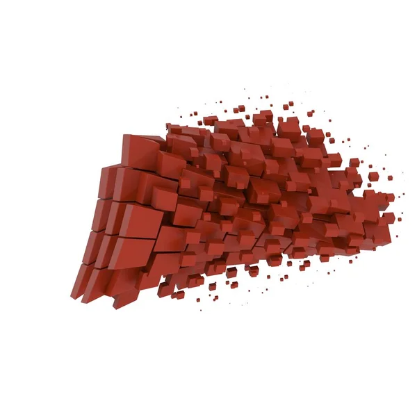 Abstract figure of red cubes on a white background. Isolate.