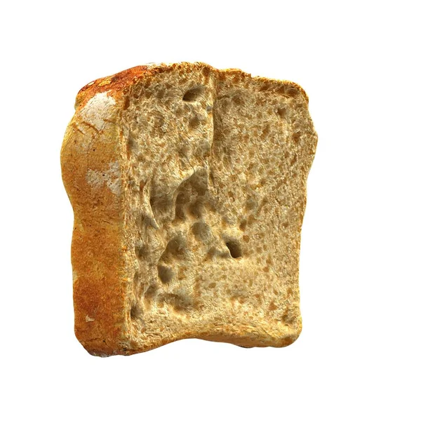 A piece of white bread on a white background. Isolate. — Stock Photo, Image