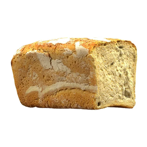 Un pezzo di pane bianco su sfondo bianco. Isolato . — Foto Stock