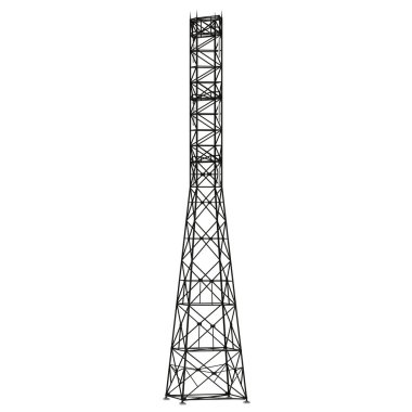 A high-voltage power line tower on a white background. Isolate.