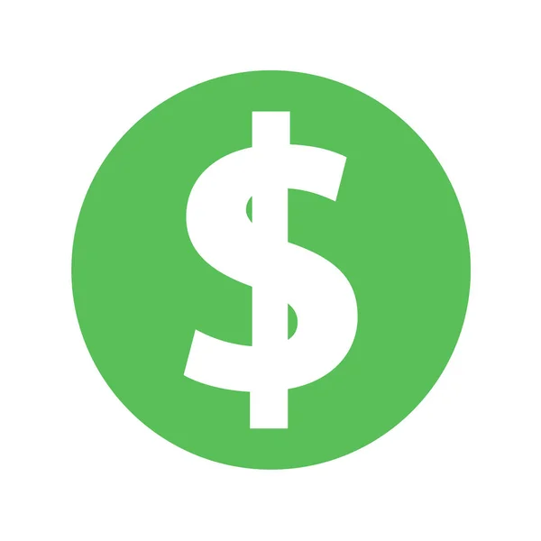 Ícone de dólar vetor verde simples — Vetor de Stock