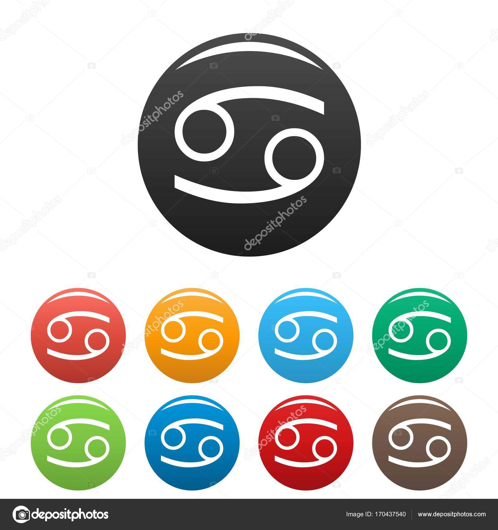 Cancer Zodiac Sign Icons Set Vector Simple Stock Vector C Anatolir