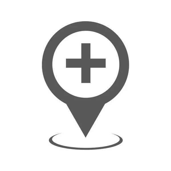 Hospital mapa puntero icono vector simple — Vector de stock