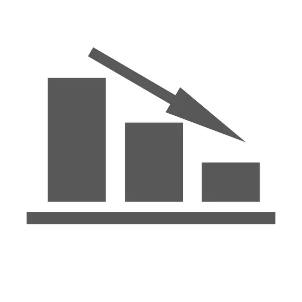Giù grafico icona vettoriale semplice — Vettoriale Stock