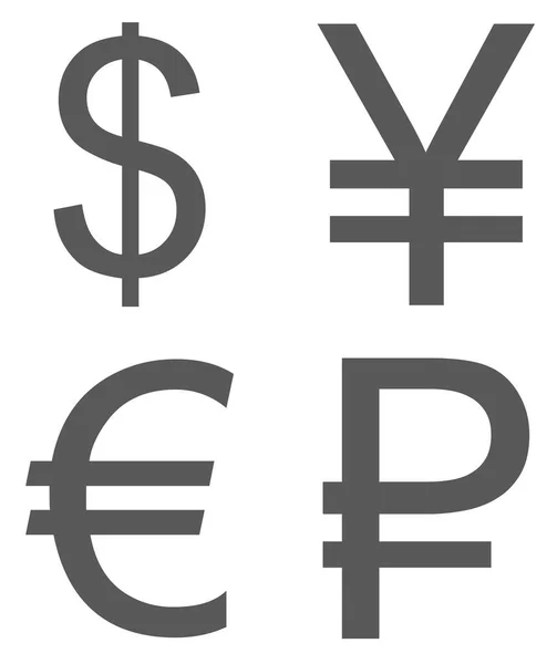 Sinais de moeda definir vetor ícone simples — Vetor de Stock