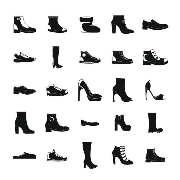 Zapatos de calzado icono conjunto, estilo simple — Vector de stock