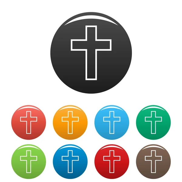 Векторний набір католицьких хрест іконок — стоковий вектор