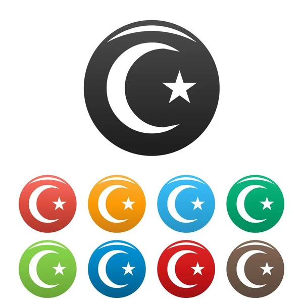 Islamiska månskära ikoner set vektor — Stock vektor