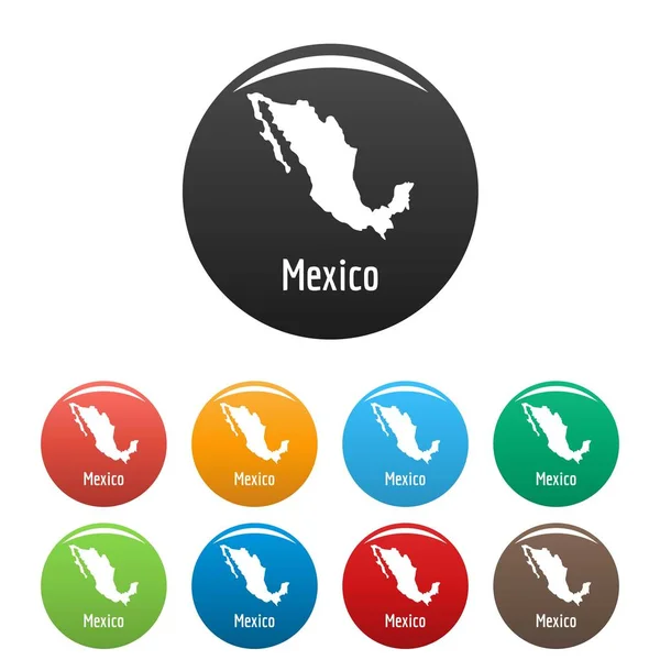 México mapa em preto conjunto vetor simples — Vetor de Stock