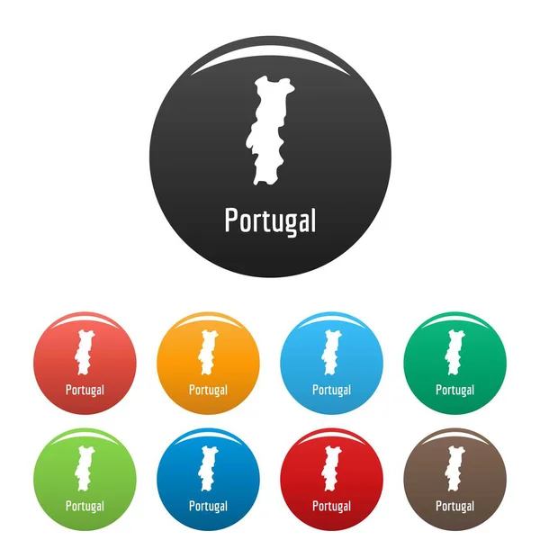 Portugal mapa em preto conjunto vetor simples — Vetor de Stock