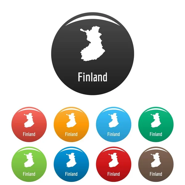 Finlandia mappa in nero insieme vettore semplice — Vettoriale Stock