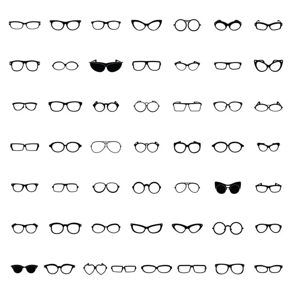 Szemüveg ikonok beállítása, egyszerű stílus — Stock Vector