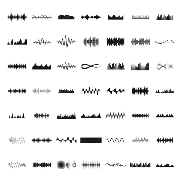 Ηχητικό κύμα εικόνες set, απλό στυλ — Διανυσματικό Αρχείο