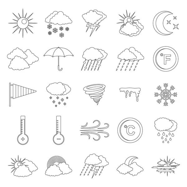 Conjunto de iconos meteorológicos, estilo de esquema — Archivo Imágenes Vectoriales