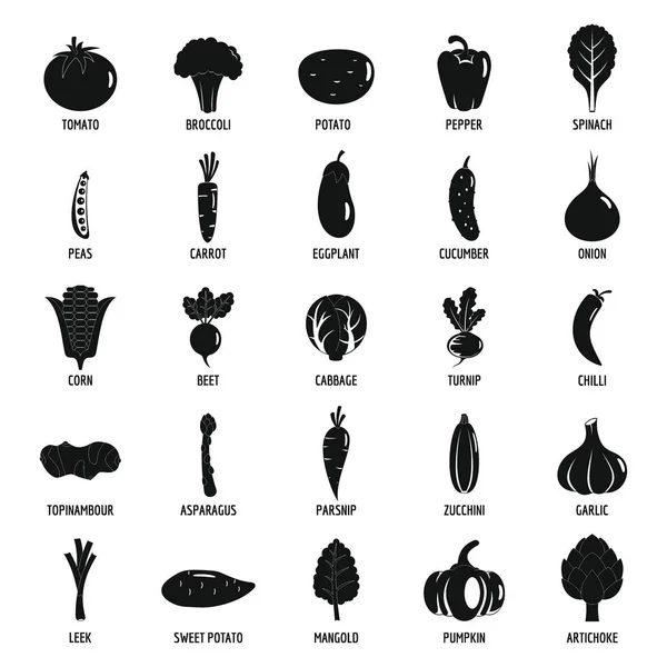 Conjunto de ícones de vegetais, estilo simples — Vetor de Stock