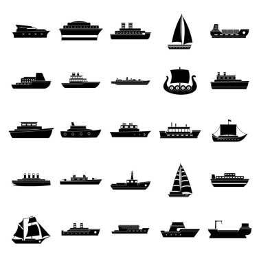 Tekne Icons set, basit tarzı