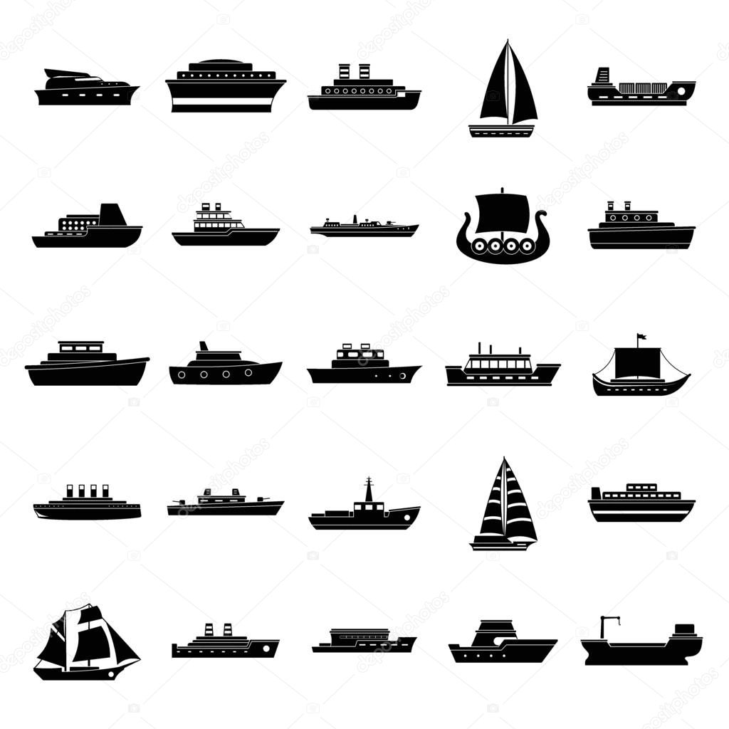 Boat icons set, simple style