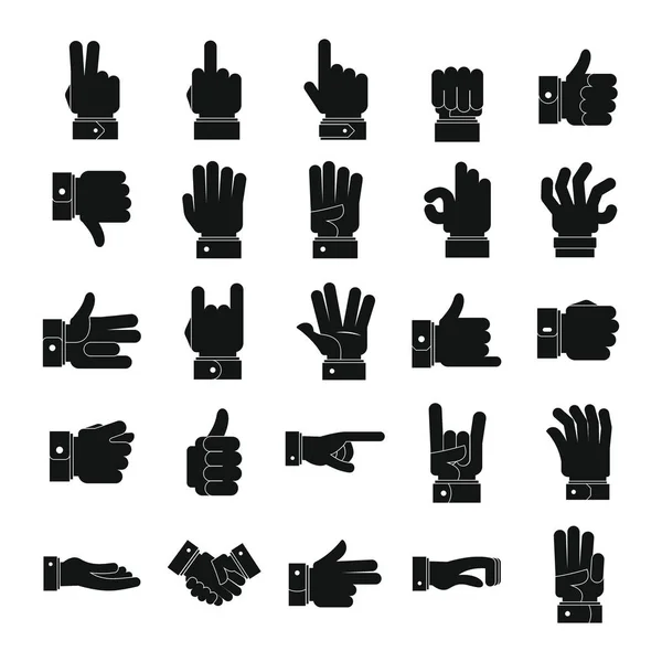 Conjunto de iconos de gestos, estilo simple — Vector de stock