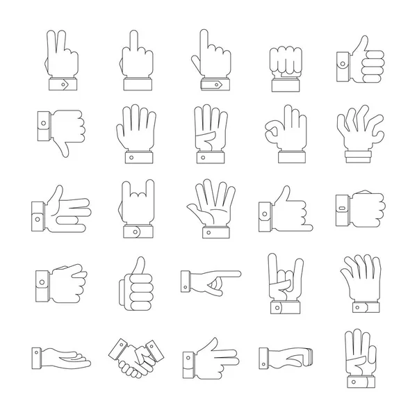 Gesture icons set, outline style — Stock Vector