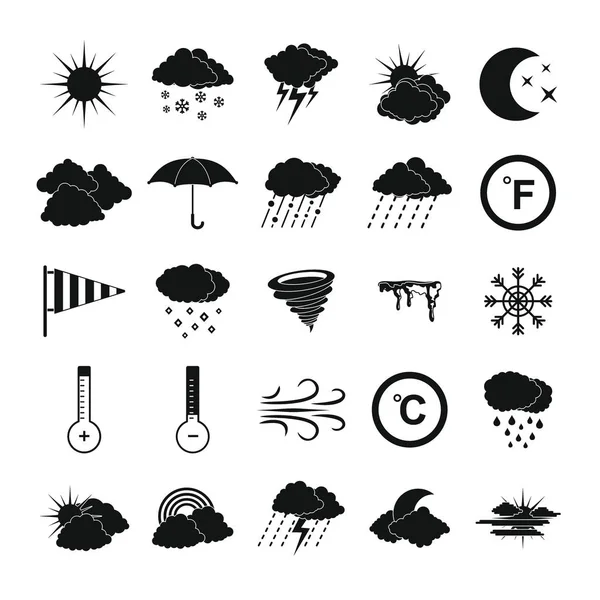 Weer iconen set, eenvoudige stijl — Stockvector